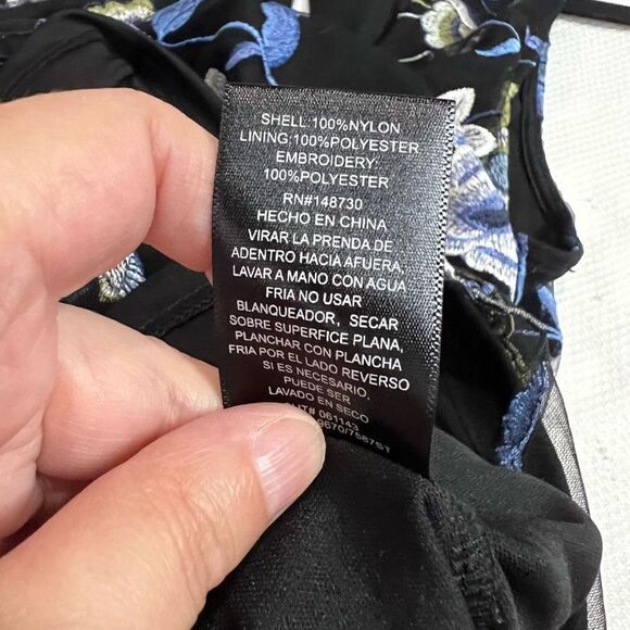 Beige by Eci Black Blue Embroidered Floral Sleeveless Dress - Picture 8 of 8